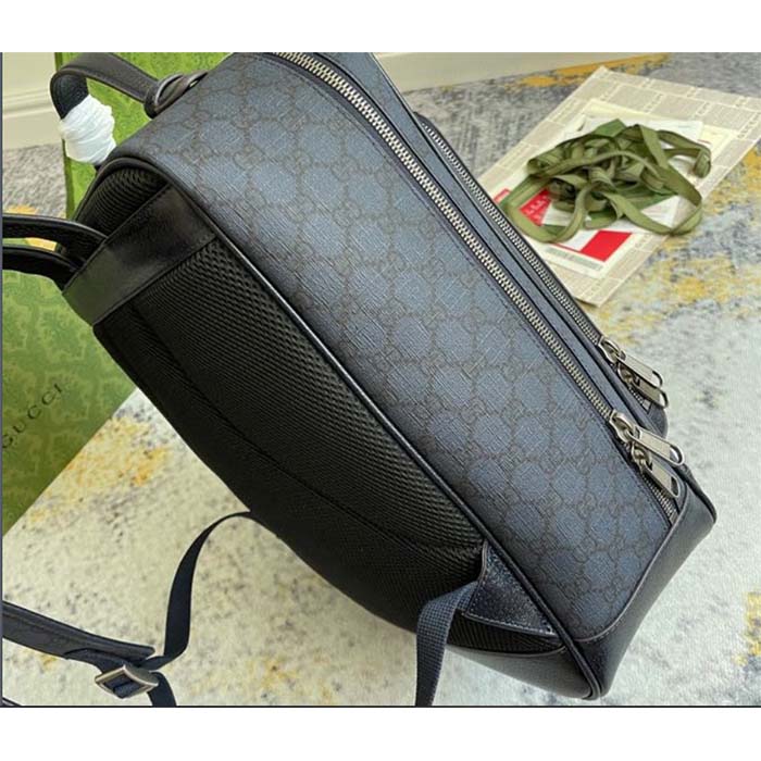 Gucci Unisex Ophidia GG Medium Backpack Navy Blue Black GG Supreme Canvas Double G
