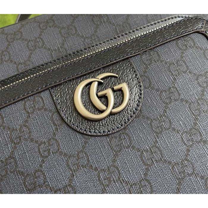 Gucci Unisex Ophidia GG Medium Backpack Navy Blue Black GG Supreme Canvas Double G