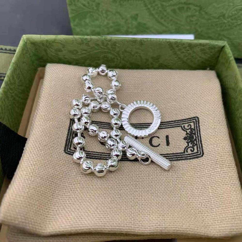 Gucci Unisex Silver Boule Chain Bracelet