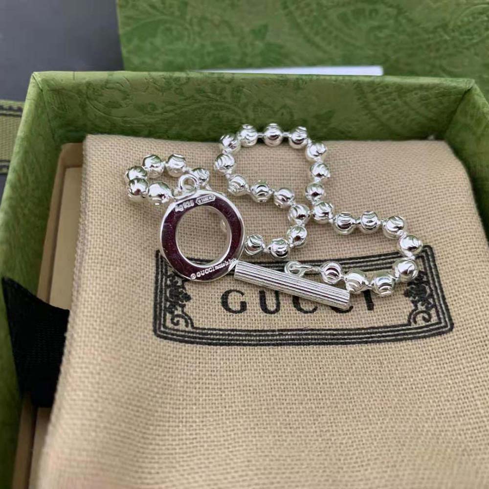 Gucci Unisex Silver Boule Chain Bracelet