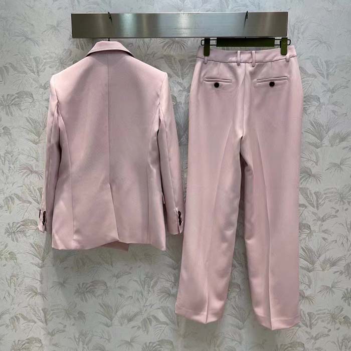 Gucci Women GG Wool Jacket Point Revers Double-Breasted Breast Pocket Rear Vent