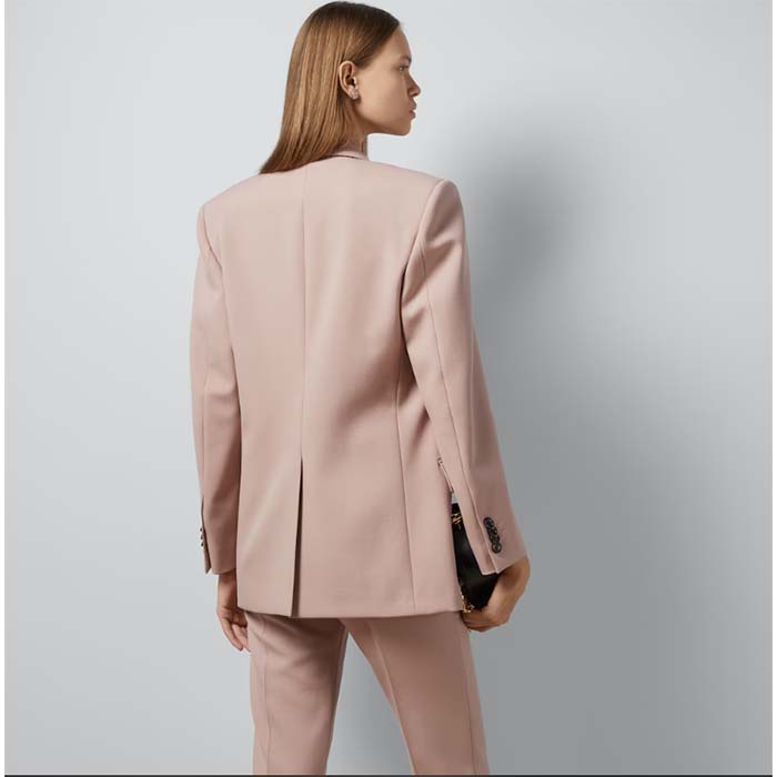 Gucci Women GG Wool Jacket Point Revers Double-Breasted Breast Pocket Rear Vent