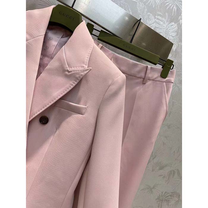 Gucci Women GG Wool Jacket Point Revers Double-Breasted Breast Pocket Rear Vent