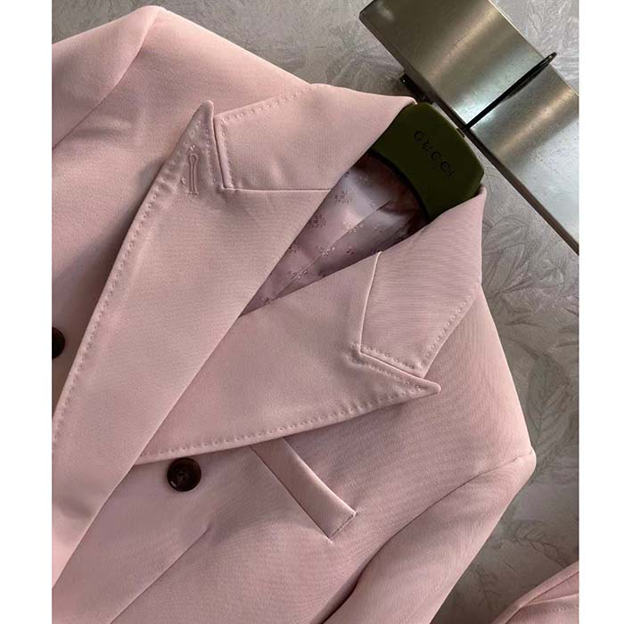 Gucci Women GG Wool Jacket Point Revers Double-Breasted Breast Pocket Rear Vent