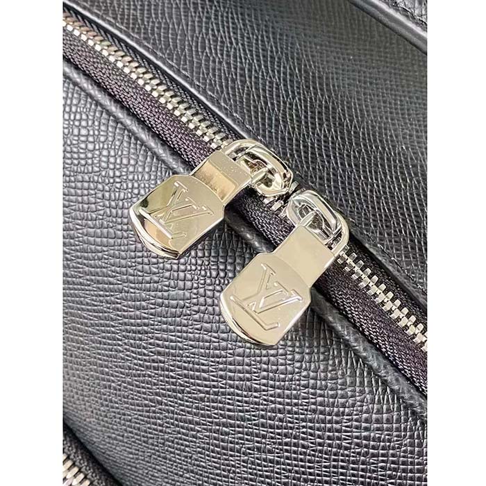 Louis Vuitton LV Unisex Avenue Backpack Black Taiga Cowhide Leather Zip Closure