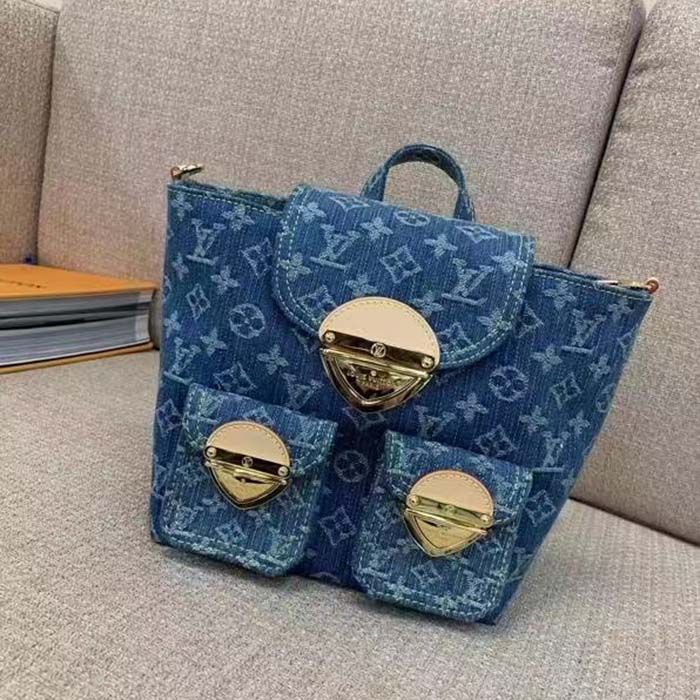 Louis Vuitton LV Unisex Venice Denim Blue GOTS Certified Cotton Monogram Denim Canvas