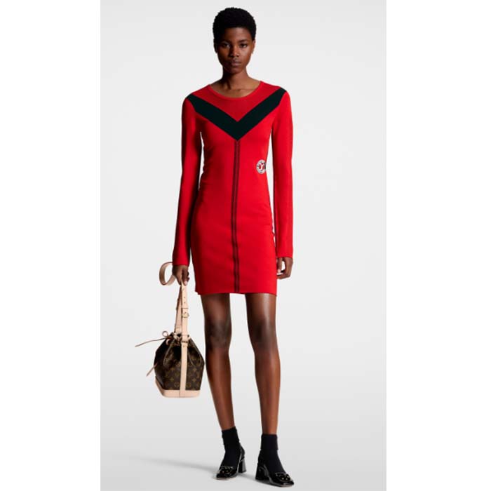 Louis Vuitton LV Women Sporty Mesh Accent Dress Bright Red Black Regular Fit