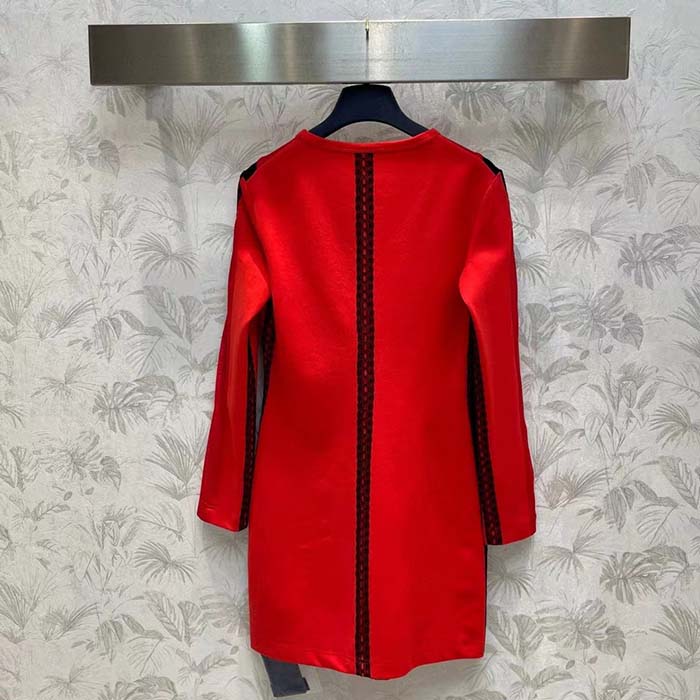 Louis Vuitton LV Women Sporty Mesh Accent Dress Bright Red Black Regular Fit