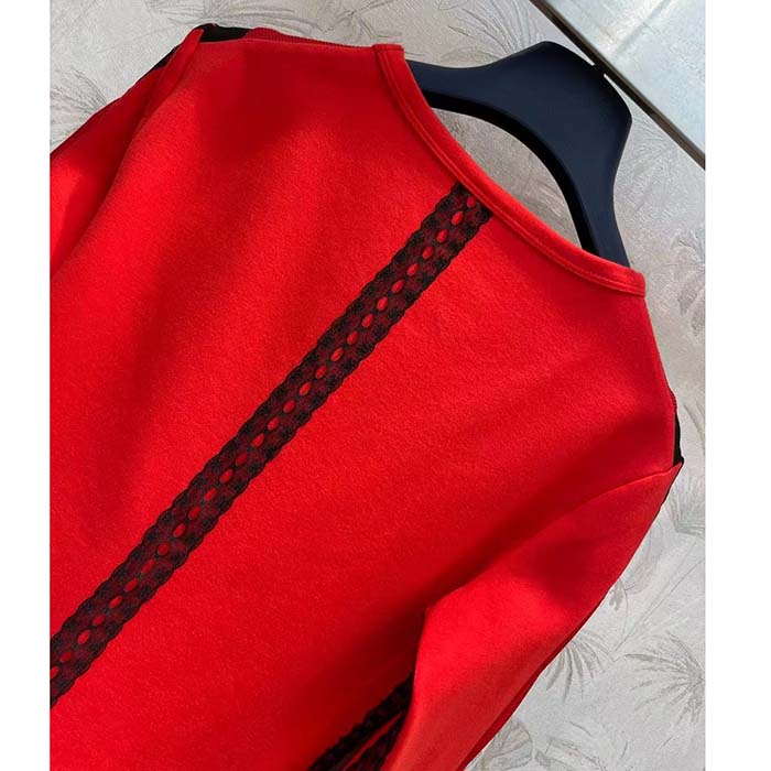 Louis Vuitton LV Women Sporty Mesh Accent Dress Bright Red Black Regular Fit