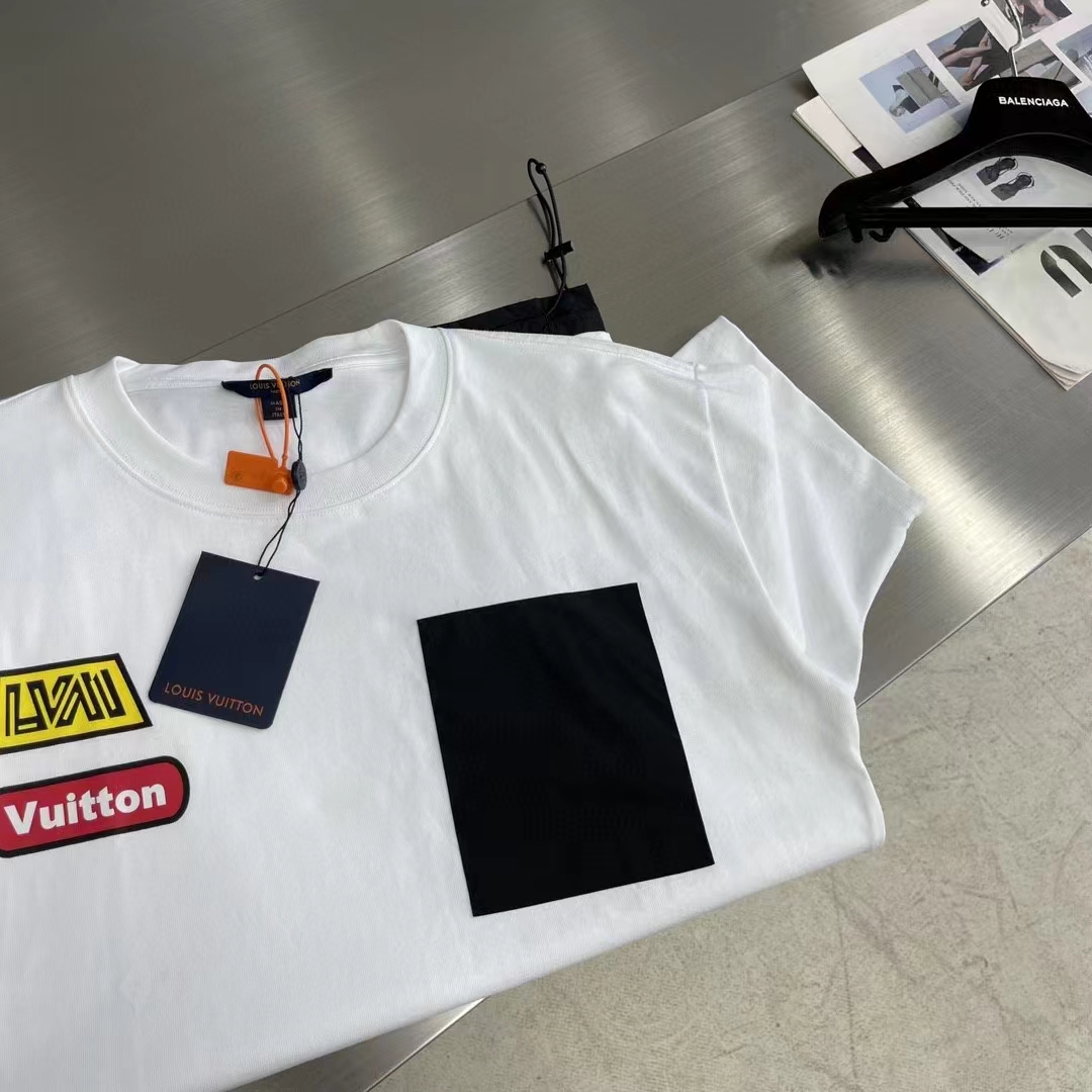 Louis Vuitton Women Hybrid Cotton T-Shirt Regular Fit LV Silk Label Milky White Cotton