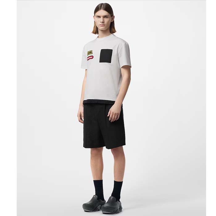 Louis Vuitton Men Hybrid Cotton T-Shirt Regular Fit LV Silk Label Milky White Cotton