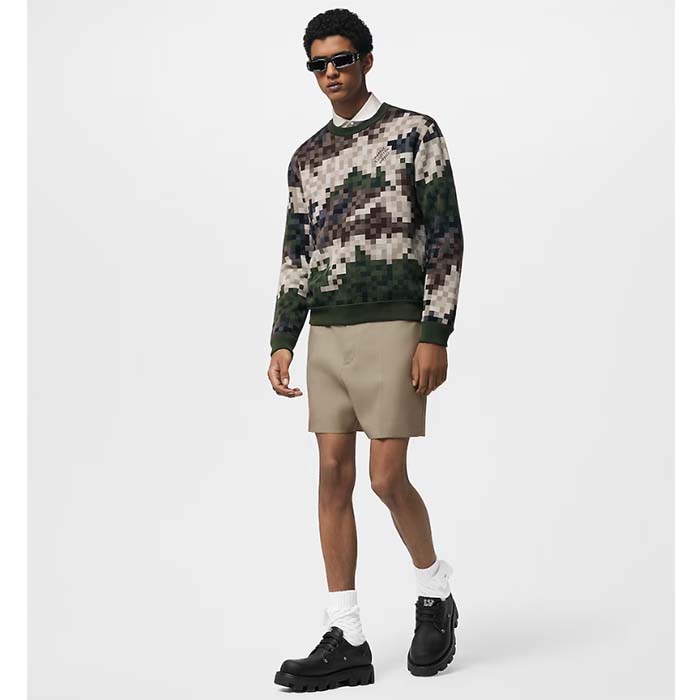 Louis Vuitton Men LV Damier Cotton Jacquard Pullover Regular Fit Allover Damoflage Multicolor