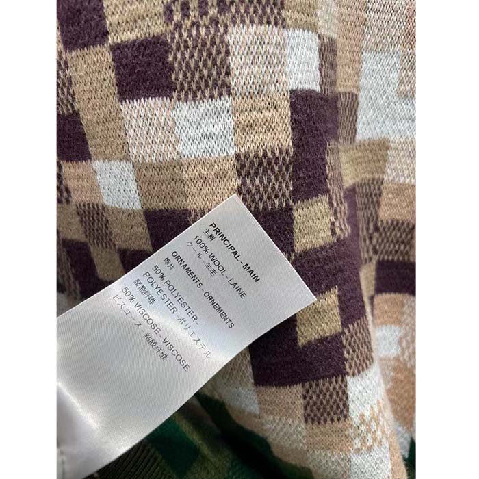 Louis Vuitton Women LV Damier Cotton Jacquard Pullover Regular Fit Allover Damoflage Multicolor
