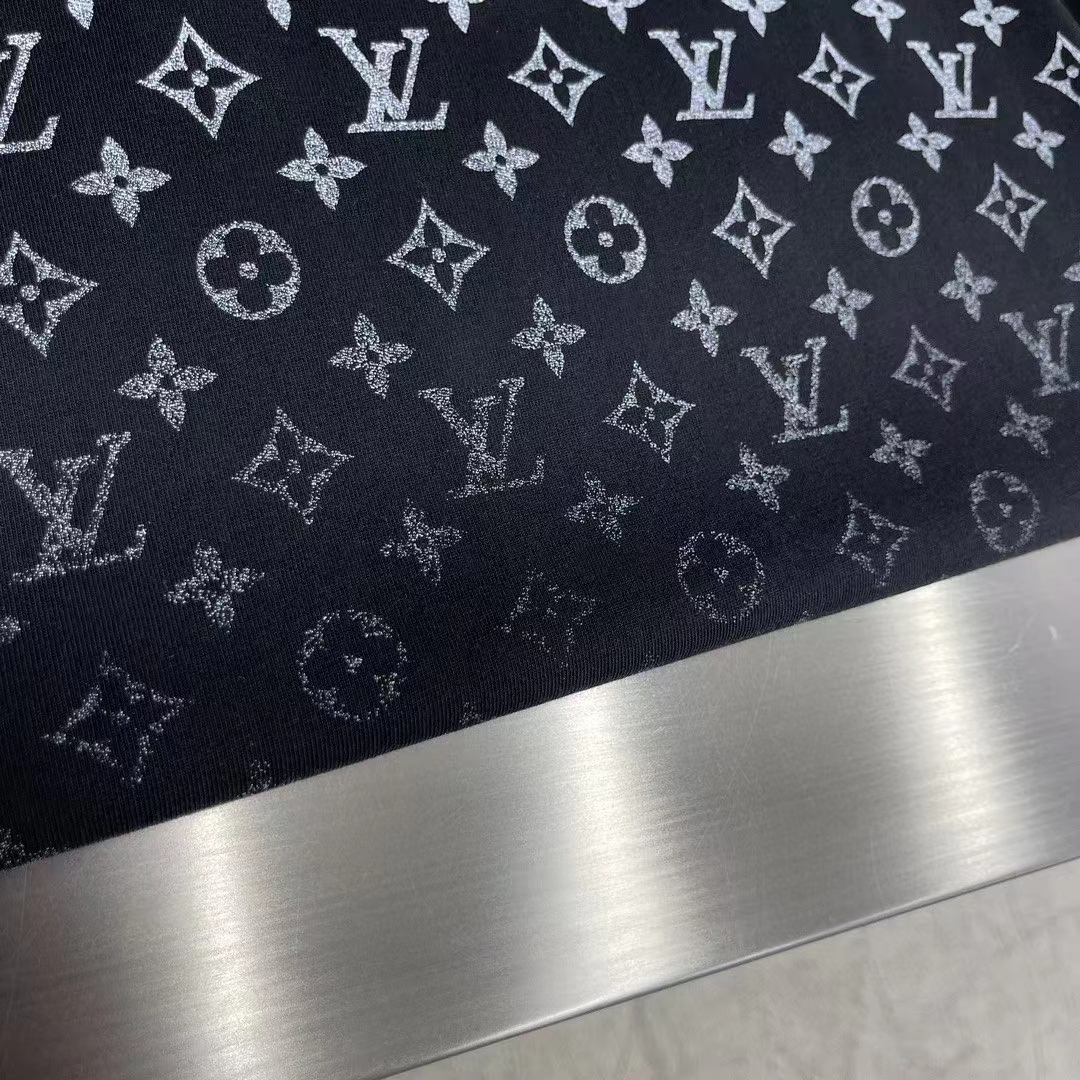 Louis Vuitton Men LV SKI Monogram Gradient Cotton T-Shirt Regular Fit Ribbed Neck Black