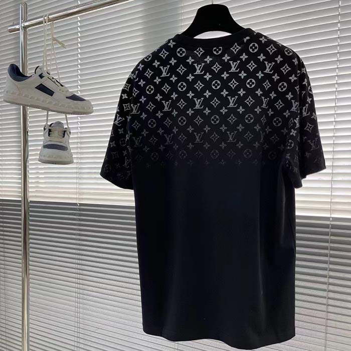 Louis Vuitton Men LV SKI Monogram Gradient Cotton T-Shirt Regular Fit Ribbed Neck Black
