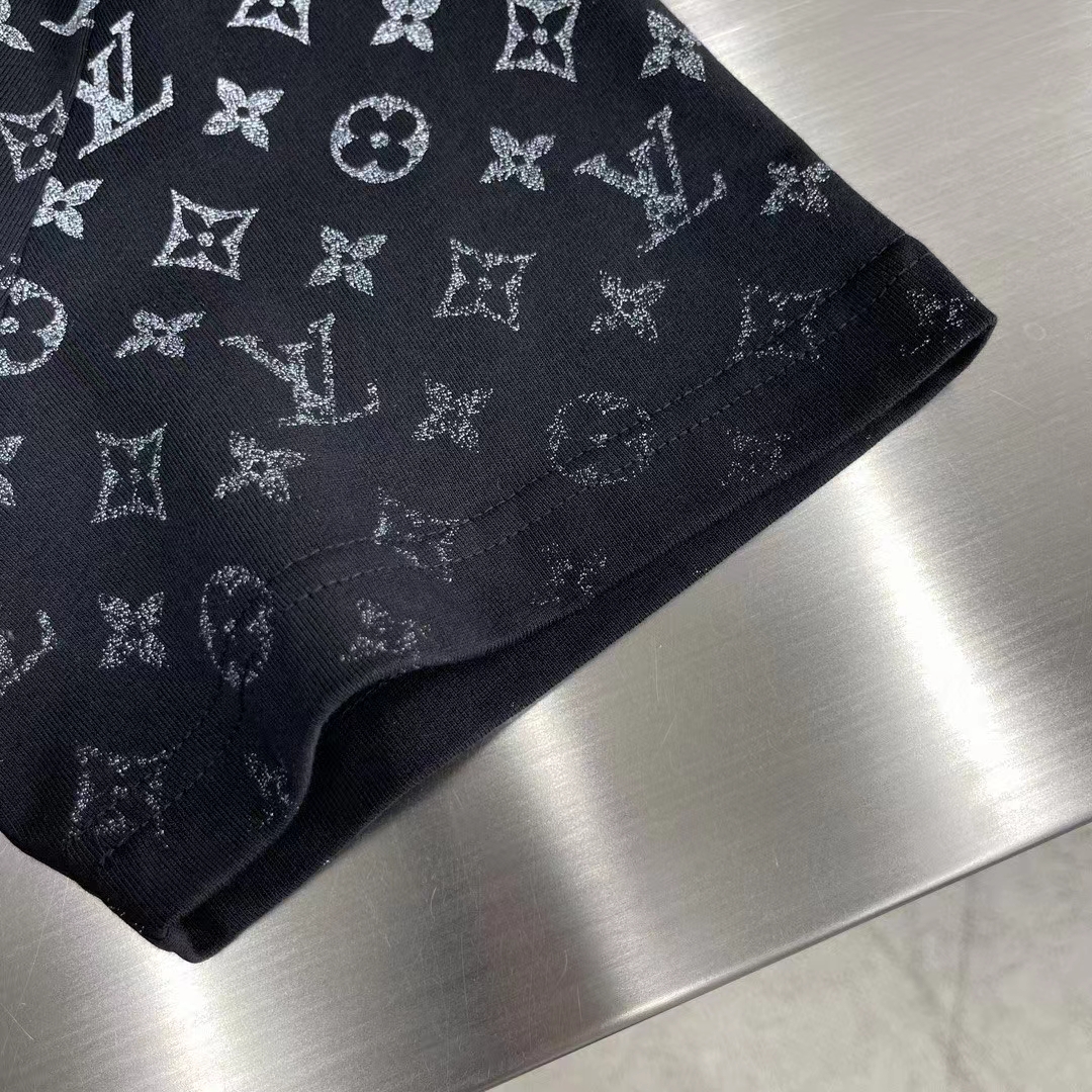 Louis Vuitton Men LV SKI Monogram Gradient Cotton T-Shirt Regular Fit Ribbed Neck Black