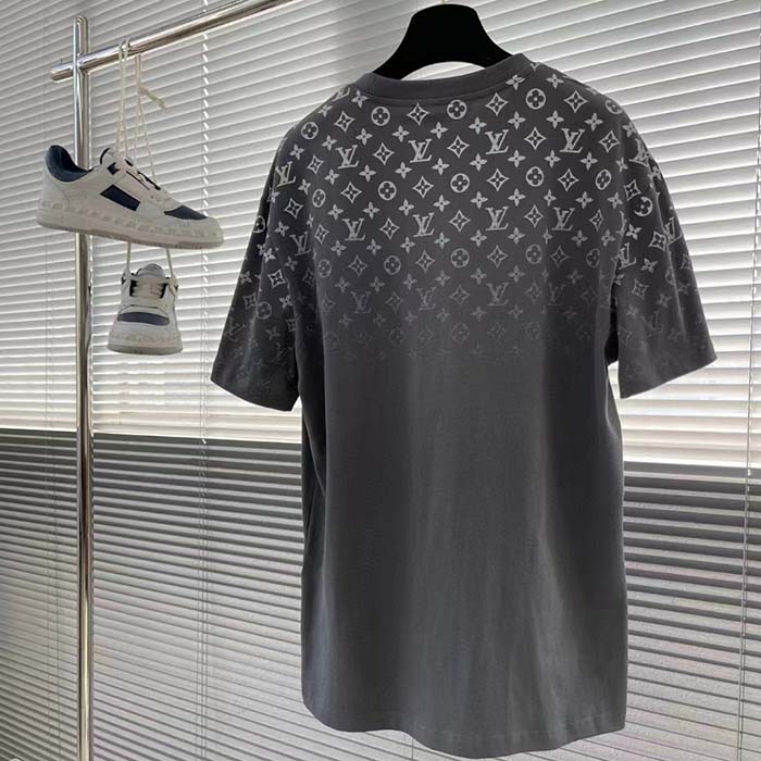 Louis Vuitton Men LV SKI Monogram Gradient Cotton T-Shirt Regular Fit Ribbed Neck Volcanic Ash
