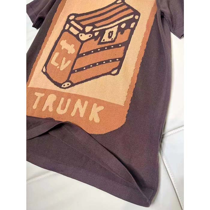 Louis Vuitton Men LV Short-Sleeved Cotton Intarsia Crewneck Staple Fit Ribbed Collar Compact Knit