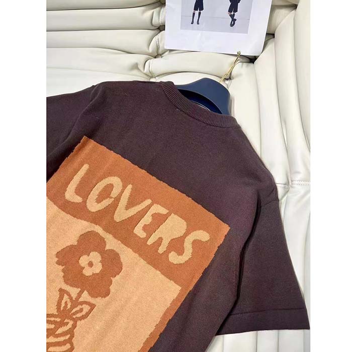 Louis Vuitton Men LV Short-Sleeved Cotton Intarsia Crewneck Staple Fit Ribbed Collar Compact Knit