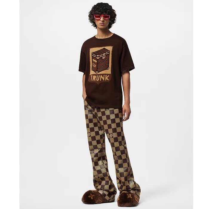 Louis Vuitton Men LV Short-Sleeved Cotton Intarsia Crewneck Staple Fit Ribbed Collar Compact Knit