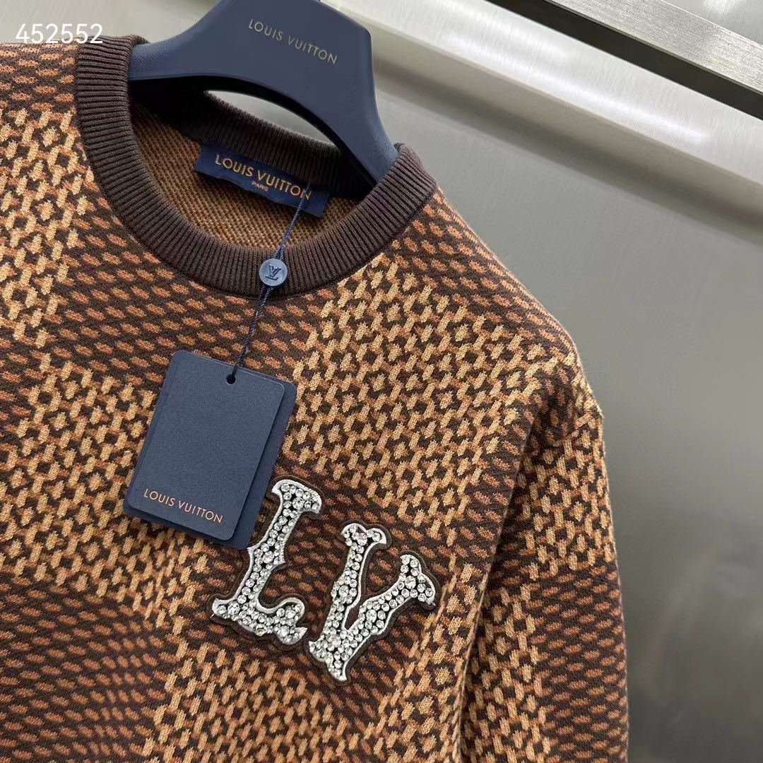 Louis Vuitton Women Short-Sleeved Cotton Damier Crewneck Crystal LV Patch Regular Fit Pop Jacquard 1AFIUP