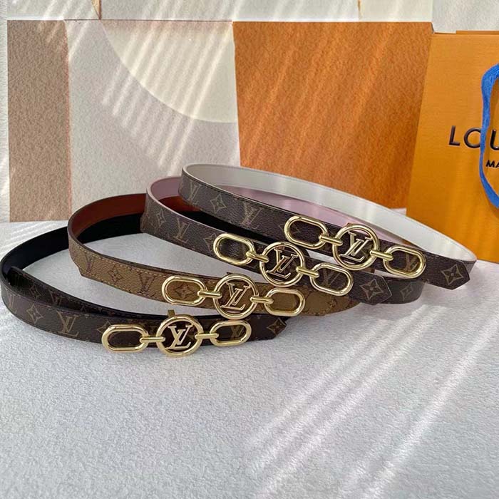 Louis Vuitton Unisex LV Circle Prime 20 MM Reversible Belt Black Calf Leather Verso Side