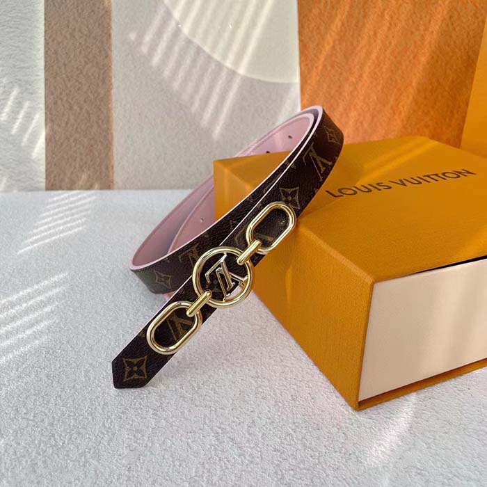 Louis Vuitton Unisex LV Circle Prime 20 MM Reversible Belt Jasmine Pink Calf Leather Verso Side