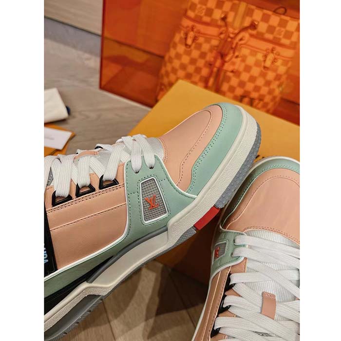 Louis Vuitton Unisex LV Trainer Sneaker Orange Vintage Effect Calf Leather Rubber Outsole