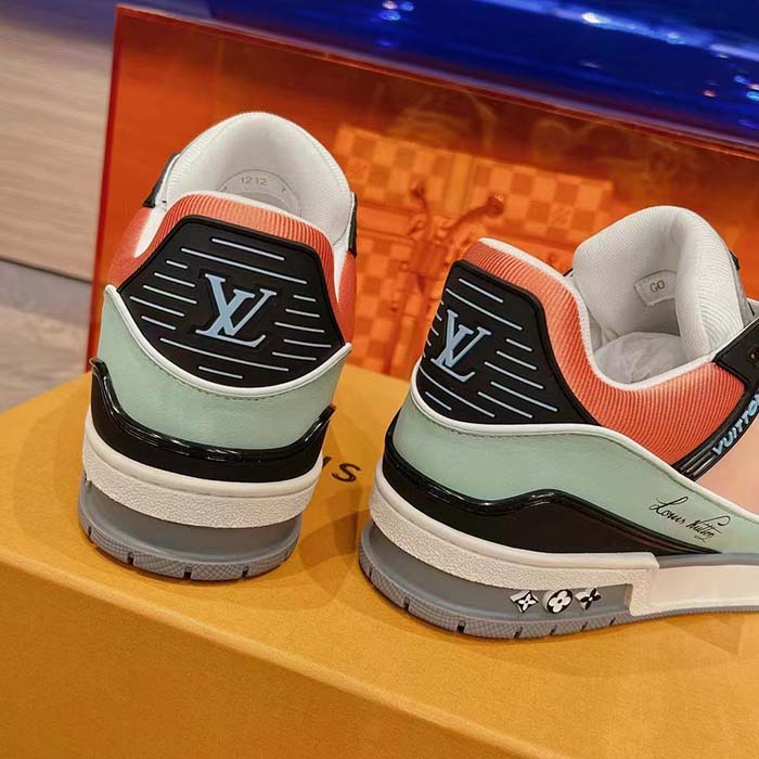 Louis Vuitton Unisex LV Trainer Sneaker Orange Vintage Effect Calf Leather Rubber Outsole