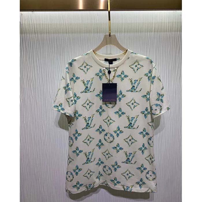Louis Vuitton Men LV Floral Monogram T-Shirt Cotton White Regular Fit