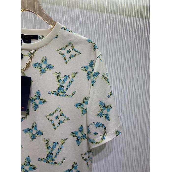 Louis Vuitton Men LV Floral Monogram T-Shirt Cotton White Regular Fit