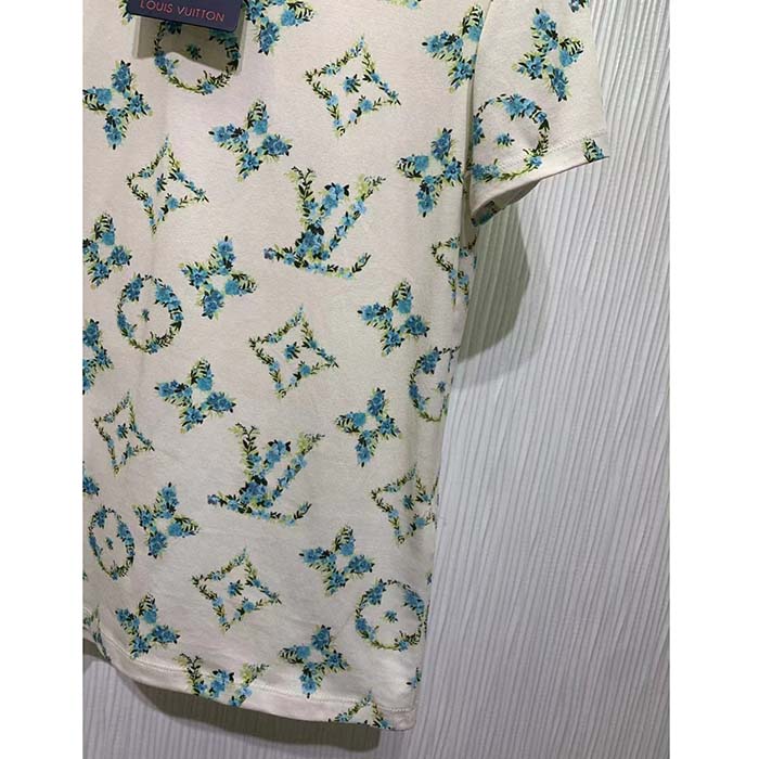 Louis Vuitton Men LV Floral Monogram T-Shirt Cotton White Regular Fit