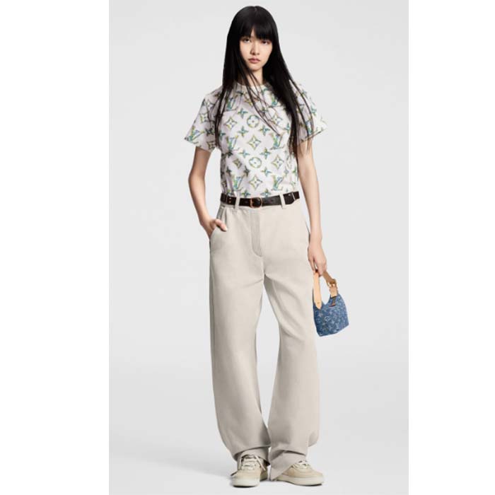 Louis Vuitton Women LV Floral Monogram T-Shirt Cotton White Regular Fit