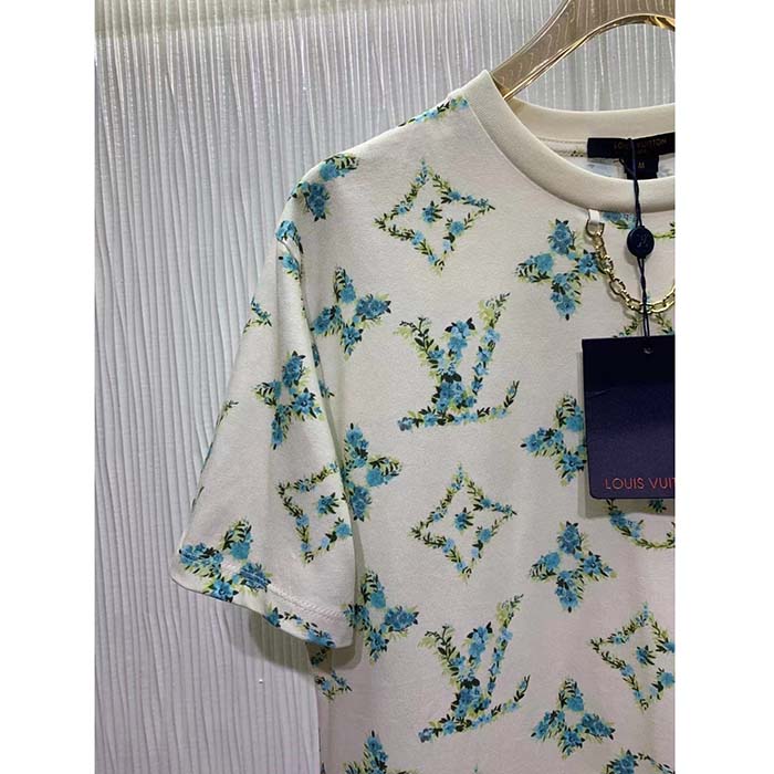 Louis Vuitton Men LV Floral Monogram T-Shirt Cotton White Regular Fit