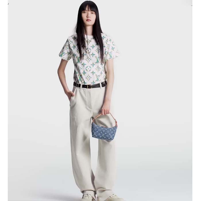 Louis Vuitton Women LV Floral Monogram T-Shirt Cotton White Regular Fit