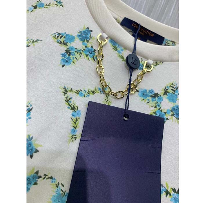Louis Vuitton Men LV Floral Monogram T-Shirt Cotton White Regular Fit