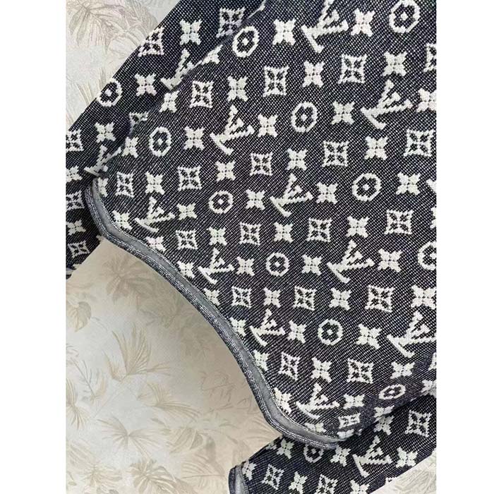Louis Vuitton Women LV Monogram Jacquard Pullover Wool Cotton Grey Blue Regular Fit