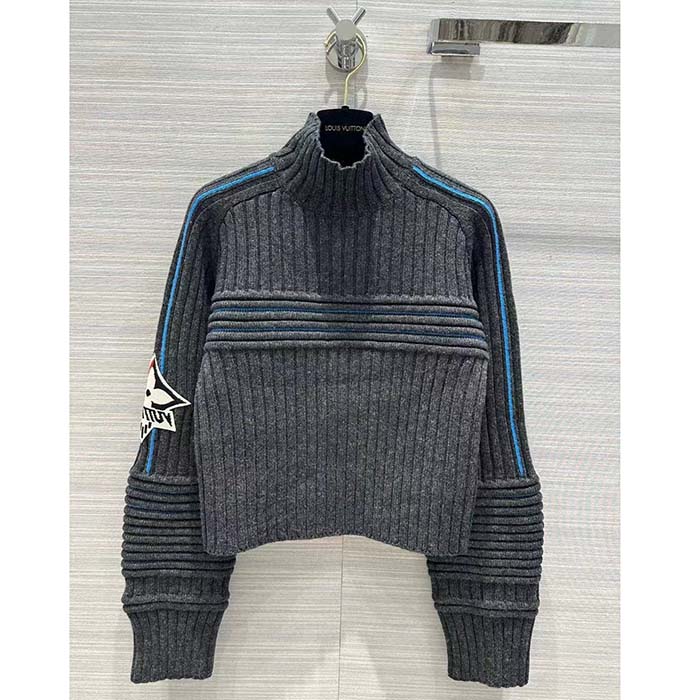 Louis Vuitton Men LV SKI Contrast Accent Cropped Pullover Wool Yack Coal