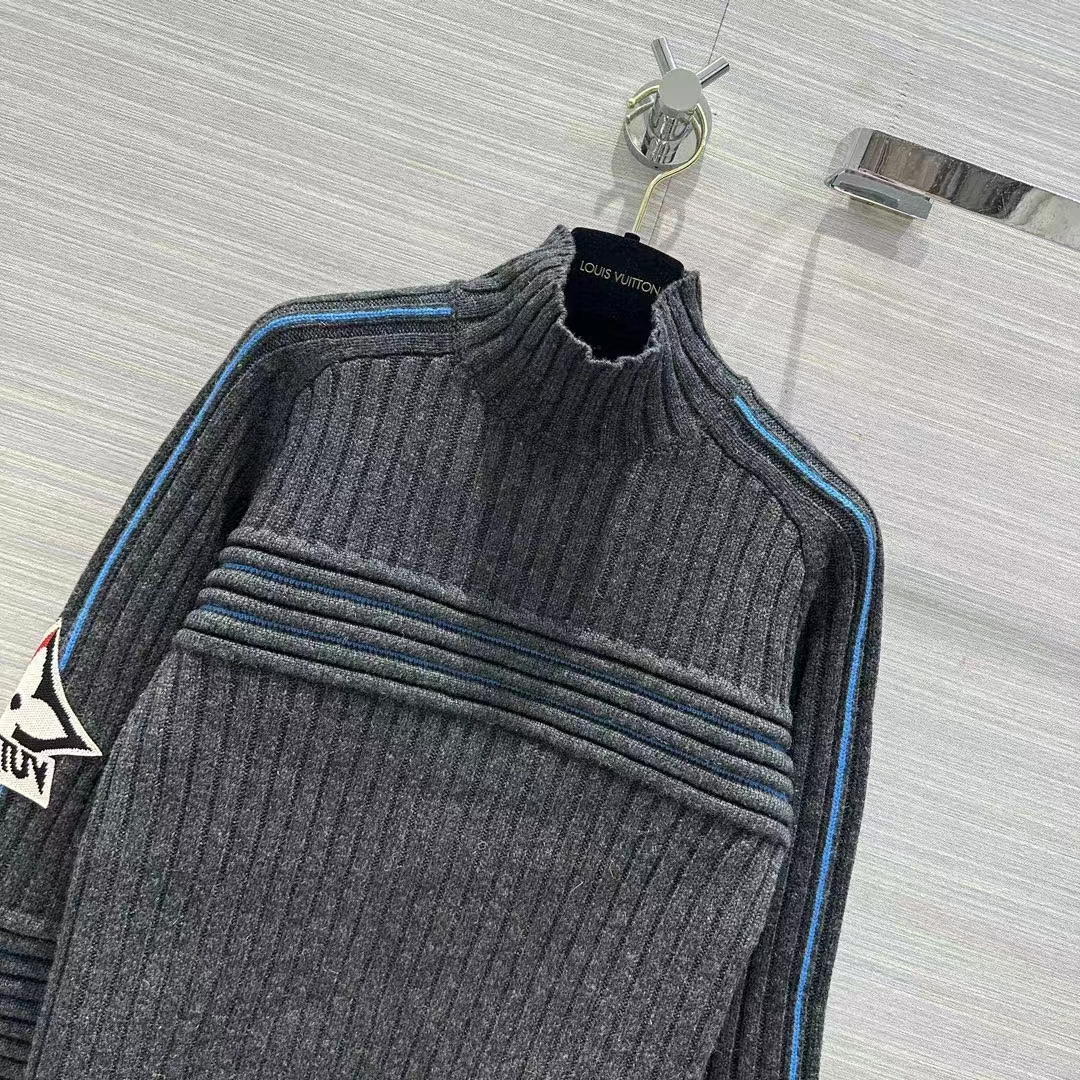 Louis Vuitton Men LV SKI Contrast Accent Cropped Pullover Wool Yack Coal