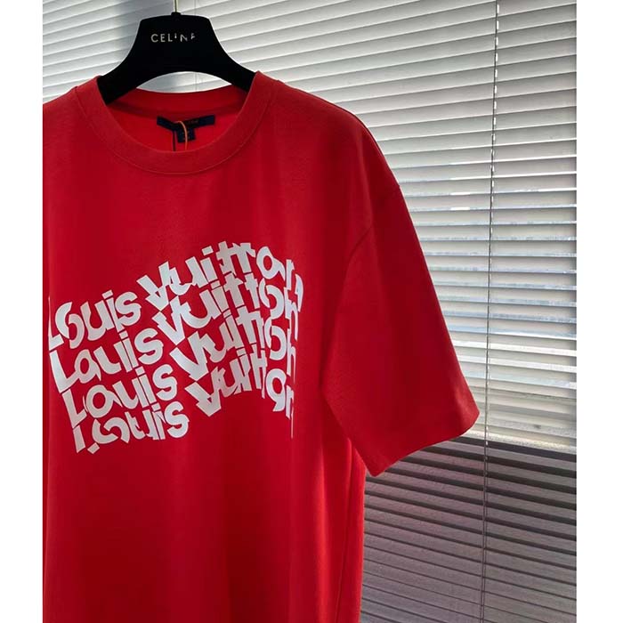Louis Vuitton Women LV SKI Short-Sleeved Cotton T-Shirt Regular Fit Cherry Red Cotton