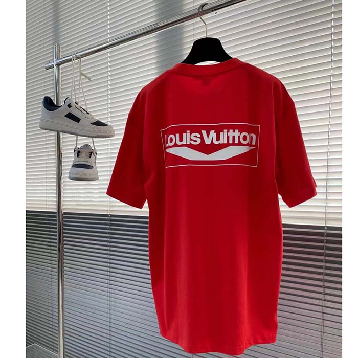 Louis Vuitton Men LV SKI Short-Sleeved Cotton T-Shirt Regular Fit Cherry Red Cotton
