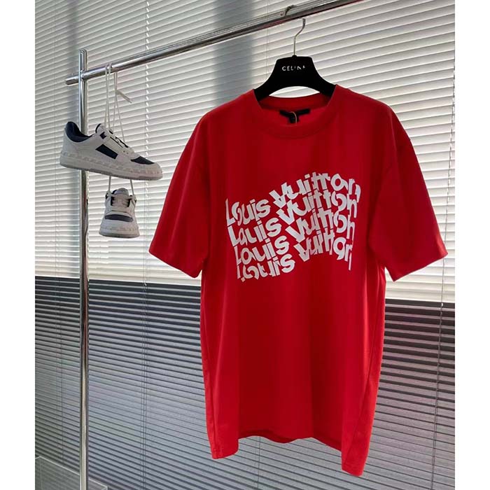 Louis Vuitton Men LV SKI Short-Sleeved Cotton T-Shirt Regular Fit Cherry Red Cotton
