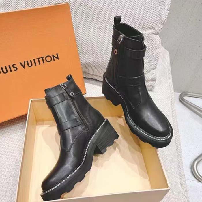 Louis Vuitton Women Shoes LV Beaubourg Ankle Boot Black Calf Leather Micro Outsole