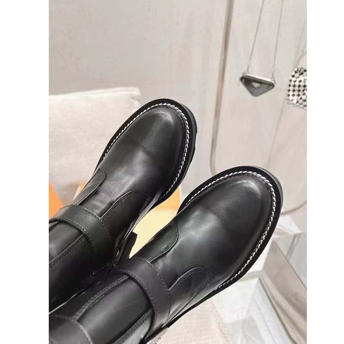 Louis Vuitton Women Shoes LV Beaubourg Ankle Boot Black Calf Leather Micro Outsole