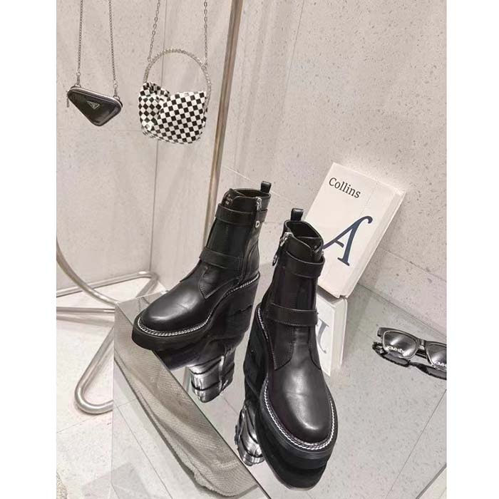 Louis Vuitton Women Shoes LV Beaubourg Ankle Boot Black Calf Leather Micro Outsole