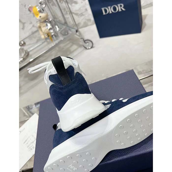 Dior Unisex CD B27 Low-Top Sneaker White Smooth Calfskin Blue Denim Oblique Galaxy Leather Reference: 3SN272ZAC_H580