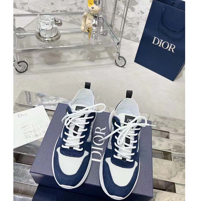 Dior Unisex CD B27 Low-Top Sneaker White Smooth Calfskin Blue Denim Oblique Galaxy Leather Reference: 3SN272ZAC_H580