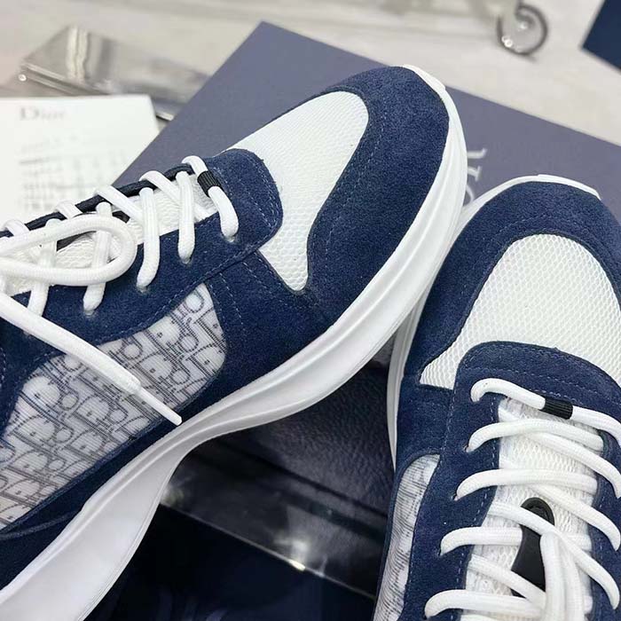 Dior Unisex CD B27 Low-Top Sneaker White Smooth Calfskin Blue Denim Oblique Galaxy Leather Reference: 3SN272ZAC_H580