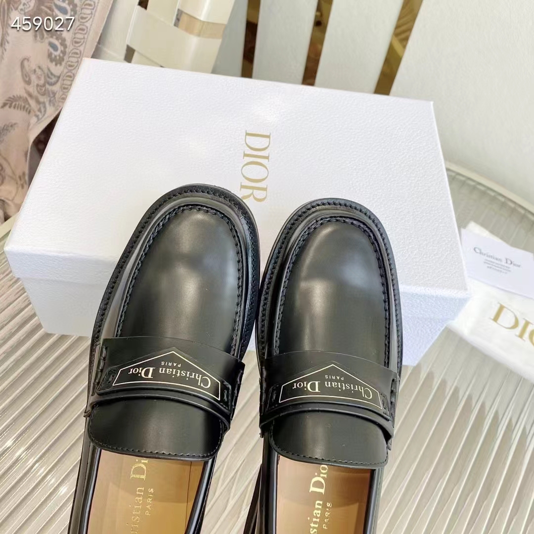Dior Unisex CD Dior Boy Loafer Black Brushed Calfskin Christian Dior Paris Signature
