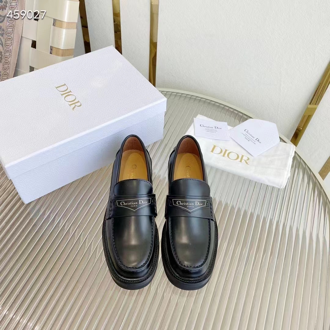 Dior Unisex CD Dior Boy Loafer Black Brushed Calfskin Christian Dior Paris Signature